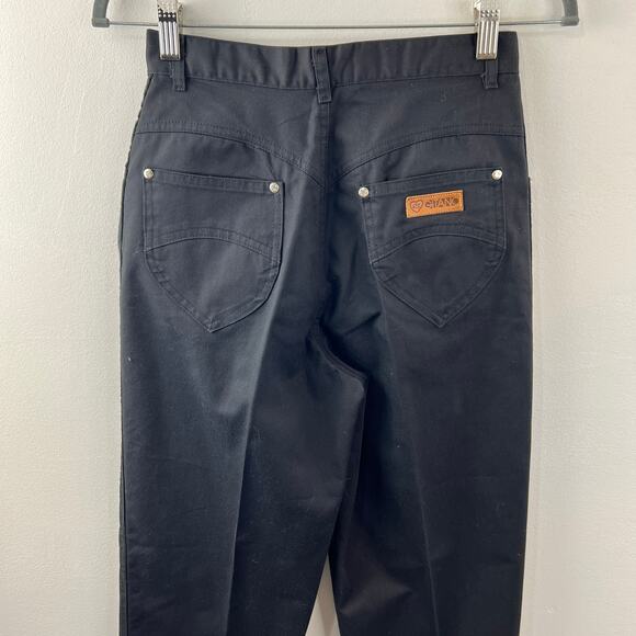VINTAGE GITANO Black Poly Cotton Blend Pleated Front High Waist Pants Size 8/9 - Picture 4 of 7
